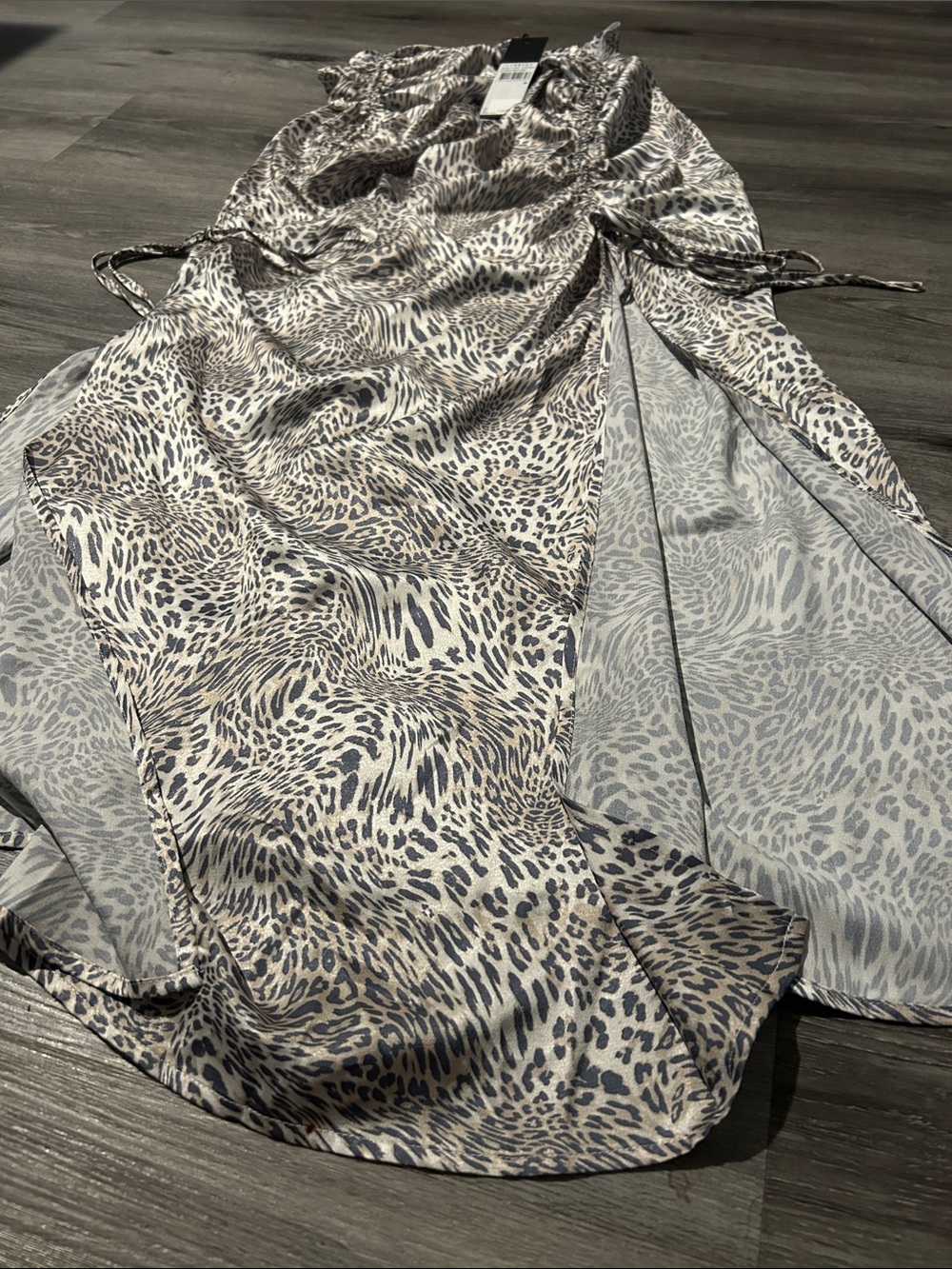 Women's Animal Print Midi skirt in Gray and Cream - Picture 2 of 6
